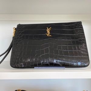 Saint Laurent tablet pouch moc-croc $800